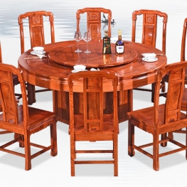 Chinese style antique round table chair combination restaurant national color circular dining table set